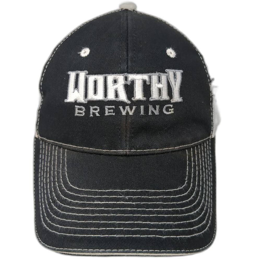 Outdoor Cap Baseball Cap Black OSFM Worthy Brewing Bend Oregon Mesh Strapback
